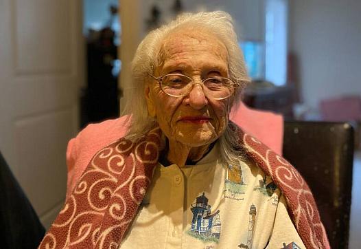 98-year-old Marion Curtis at her home in Revere.