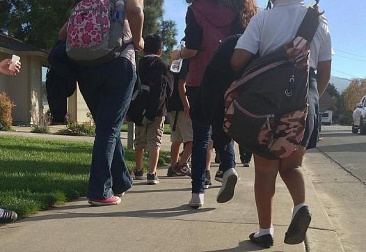 Students walking to school. 