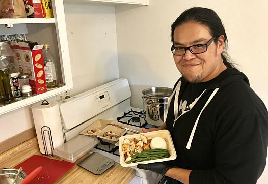 Navajo actor and health advocate Loren Anthony prepares meals in his house in Gallup, New Mexico. (Photo-Antonia Gonzales)