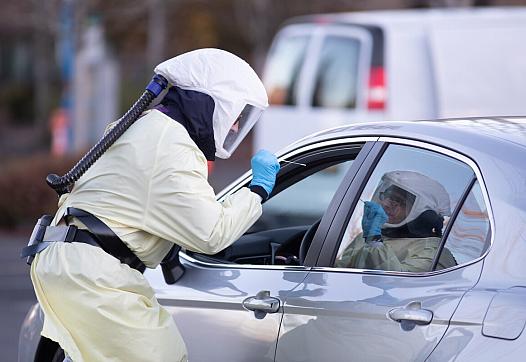 Drive-thru COVID-19 testing clinic at Portland Community College Cascade campus on Dec. 2.