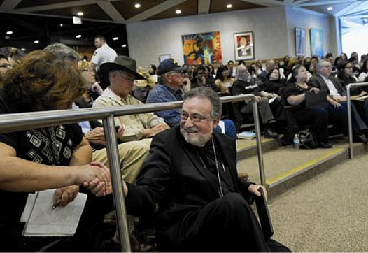 Bishop Jaime Soto of the Sacramento Catholic Diocese waits to speak at a Sacramento County supervisors workshop held to consider options for restoring healthcare assistance to immigrants in the country illegally. (Lezlie Sterling)