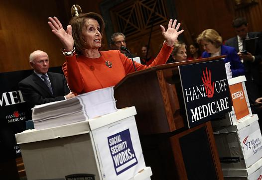 House Minority Leader Nancy Pelosi (D-CA) speaks at a press conference. 