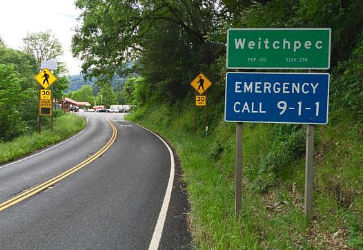 The only paved road into and out of the remote rural community of Weitchpec in Humboldt County, Calif. (Photo by Ryan Burns)