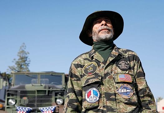 Vietnam veteran Jerry Hogan marches in the Porterville Veterans Day Parade in 2007. 