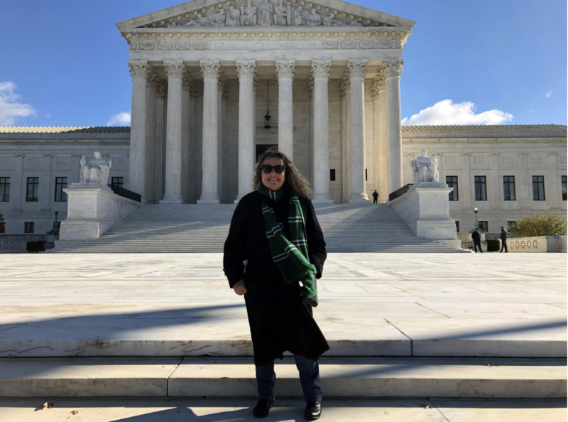 Ann Siegel stands outside the U.S. Supreme Court in Washington, D.C.