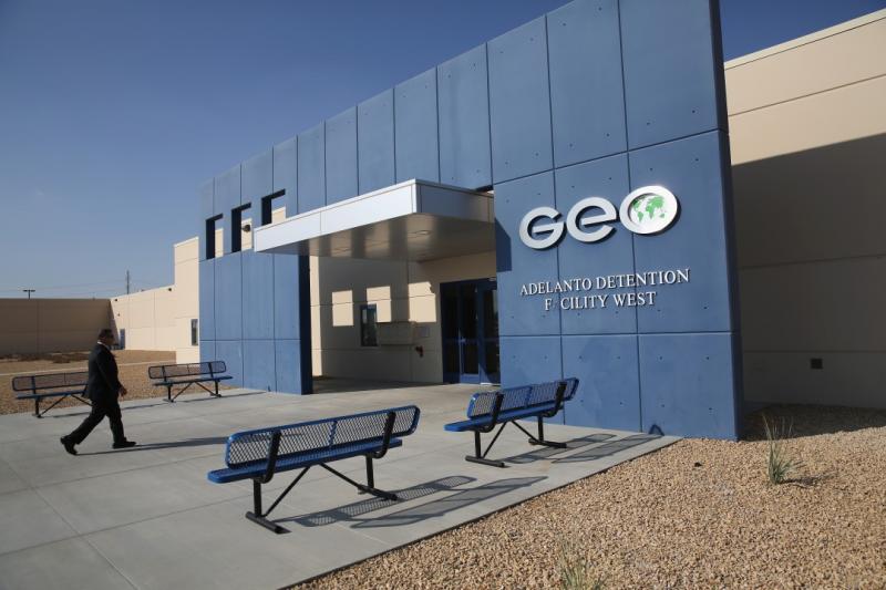 At least 265 calls made to police through 911 and nonemergency lines since 2017 have reported violence and abuse inside California’s four privately run federal detention centers, a Times review found. Above, the Adelanto detention facility.(John Moore / Getty Images)