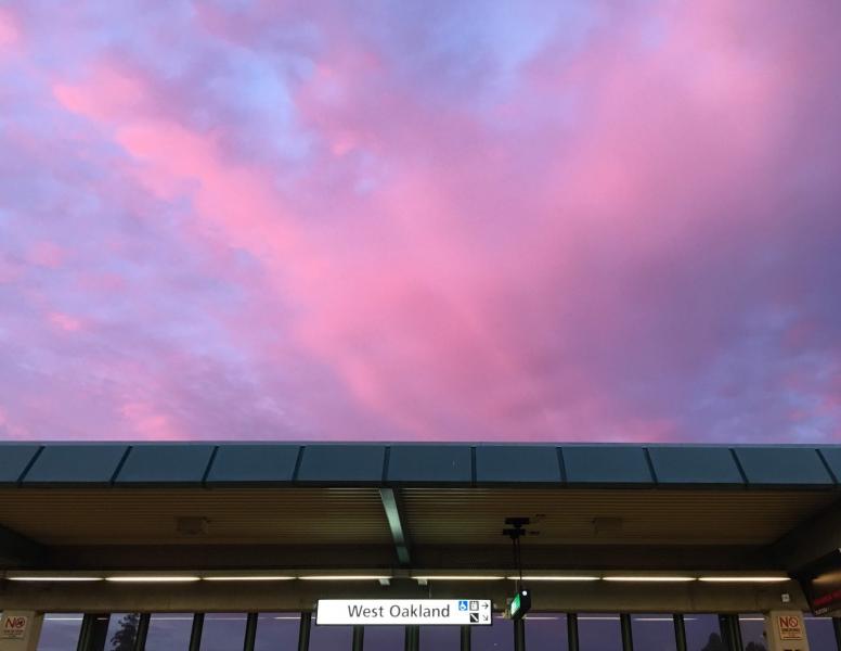 Sunset at the West Oakland BART station. (Ariel Boone)