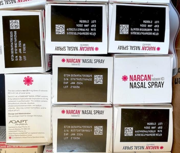 The nasal spray form of Narcan, from the Punks With Lunch outreach wagon. (Ariel Boone)