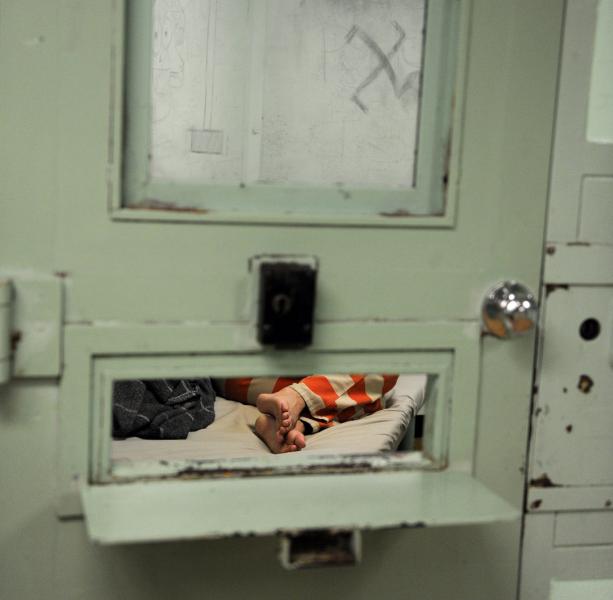 A prisoner sleeps during a mid-morning visit to the Monterey County Jail in Salinas. JAY DUNN/THE SALINAS CALIFORNIAN
