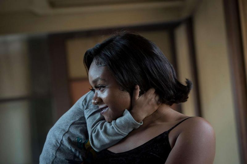 Jasmine Murray-Thomas embraces her son, Jeremiah Micai Thomas. Carlos Avila Gonzalez, The Chronicle