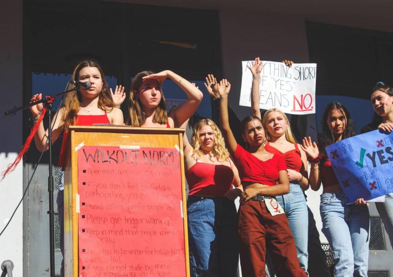 Berkeley High School students organized a walkout in February 2020 to address sexual harassment and assault on campus. (Courtesy Mia Redmond)