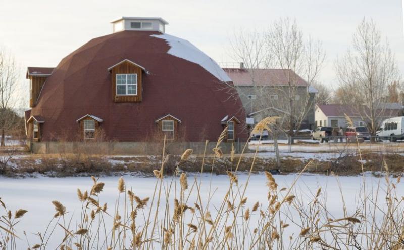 (Leah Hogsten | The Salt Lake Tribune) Cedar Ridge Academy has a new owner and a new name as the Makana Leadership Academy, Dec. 16, 2020. Cedar Ridge's dilapidated geodesic domes are mostly uninhabitable throughout 109-acre campus, including the large dome pictured that was originally built as a karate dojo and was later used as a barn. Makana Leadership Academy only uses one dome structure for sound meditation group therapy.