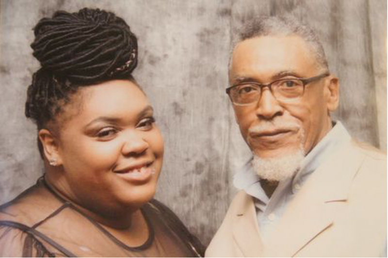 Latasha Andrews, 33, of Newark, with her father, Walter. Tasha, a civilian security guard with the New Jersey State Police, died of COVID-19 in April. Her mother, grandfather and uncle also succumbed to the virus. Photo courtesy of Walter Andrews