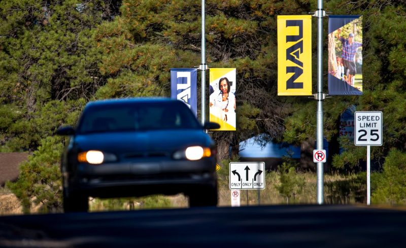 A driver makes their way on campus at Northern Arizona University in Flagstaff on Oct. 2, 2019. TOM TINGLE/THE REPUBLIC