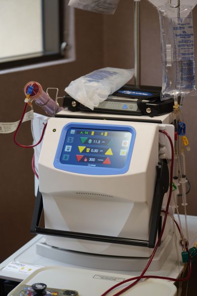 At-home dialysis machines used to be twice as big but have become more transportable as technology improves. 