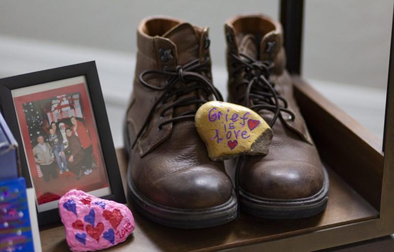Items memorializing Kellen Watelet, Steve and Jodee Watelet’s son, are displayed in their home in Mesquite, Nev., on Friday, May 20, 2022. / Photo by Miranda Alam for Voice of San Diego