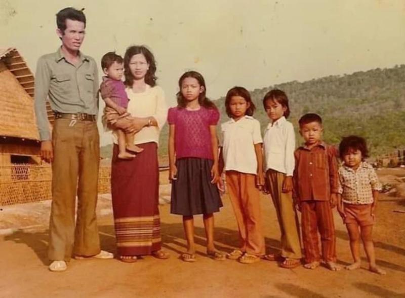 Danny Kim (second from right) and his parents and siblings at a refugee camp in Thailand in the early 1980's.