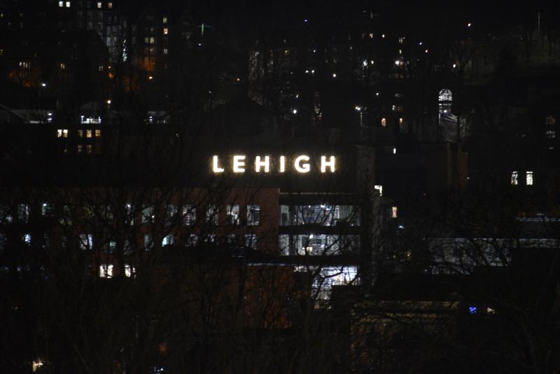 The new 10-foot Lehigh sign on its newest completed building has been polarizing. Kurt Bresswein | For lehighvalleylive.com