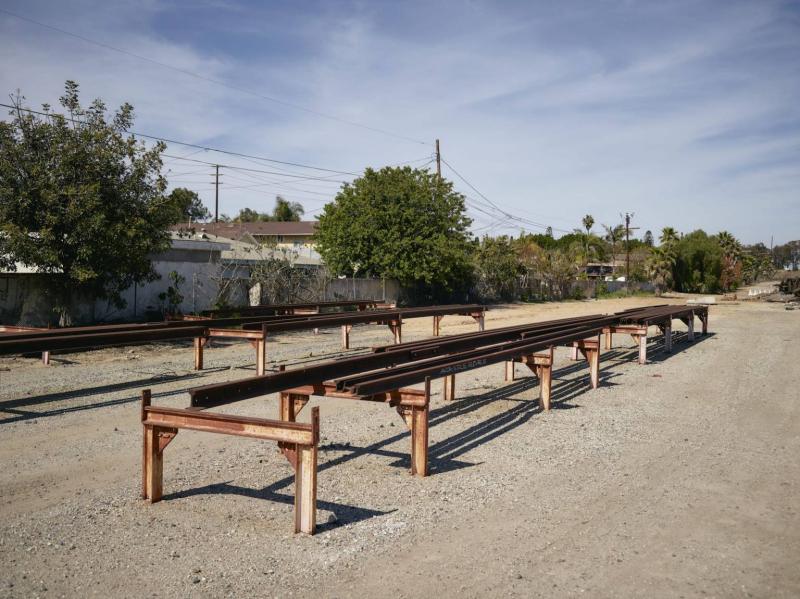Railroad tracks stand at a Wilmington railyard in the 700 block of East L Street, where Cristian “Cristy” Zugey Alvarez was murdered in 2012. Damon Casarez / The Guardian