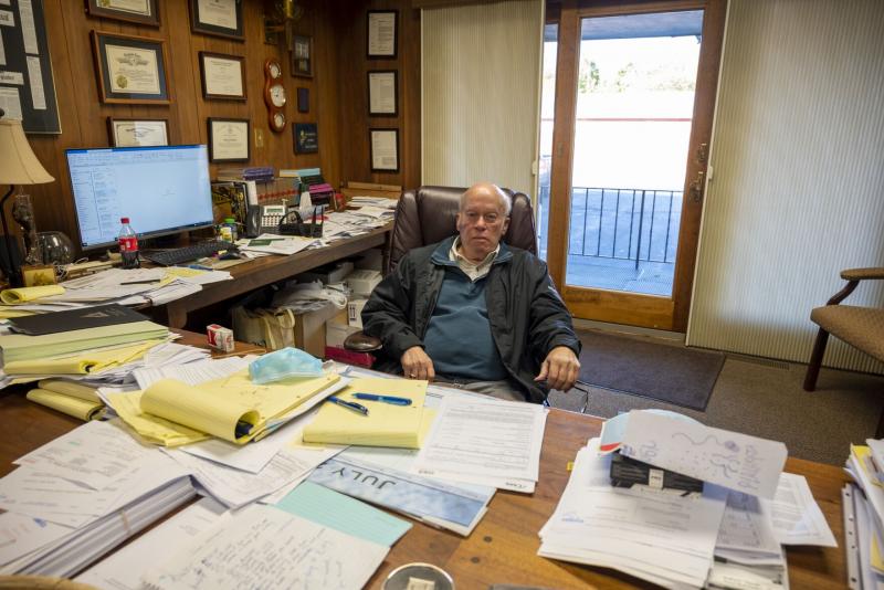 Willis Hamilton works at a Storm Lake family-run law firm in existence since the 1860s. He represents a handful of workers affected by Tysons COVID-19 outbreak at the local pork plant. Natalie Krebs / IPR
