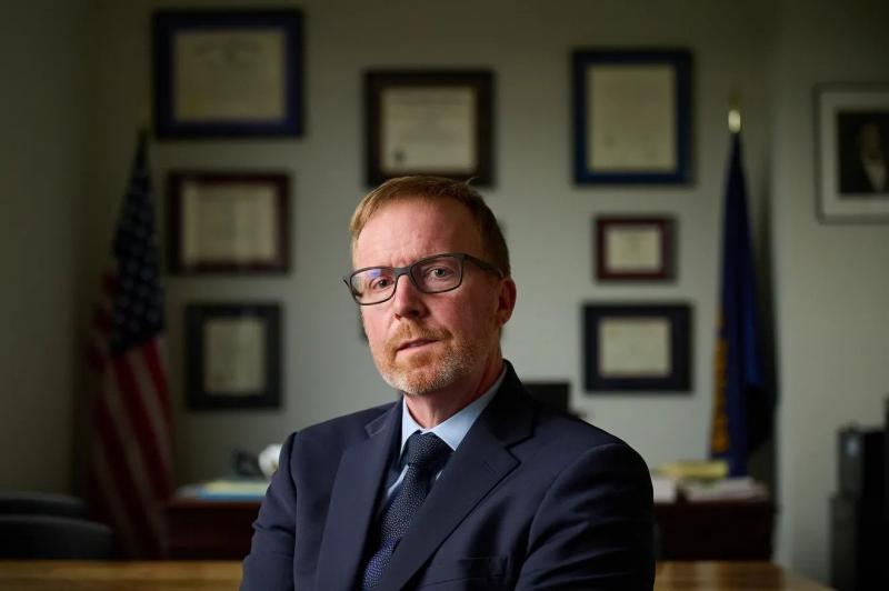 Deschutes County District Attorney John Hummel in his office in Bend, Oregon. Joe Kline / Sun-Times