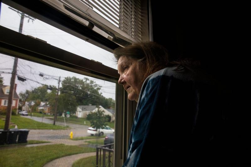 Other than doctor appointments, Paula Pierce, 62, a survivor of domestic violence, does not leave her apartment. Once a week, a home care professional visits to help with grocery shopping, laundry and other tasks. A permanent protection order against her ex-partner Shane Fulmer was granted on March 8, 2021. Taken on Sept. 22, 2021. LIZ DUFOUR/THE ENQUIRER