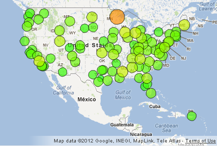 Screenshot of CalTech Radnet map