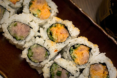 sushi, scrape, yellowtail tuna